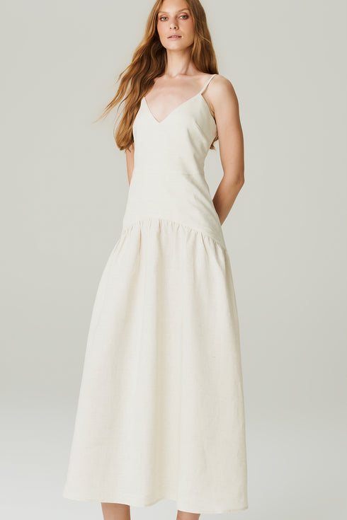 VESTIDO LINHO EVASÊ BEGE